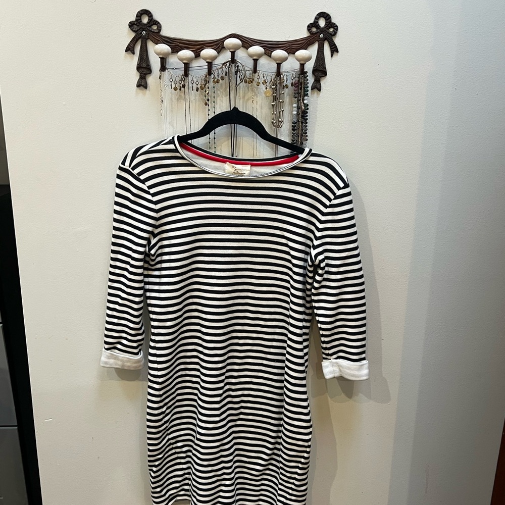 Anthropologie Black and White Striped Mini Dress